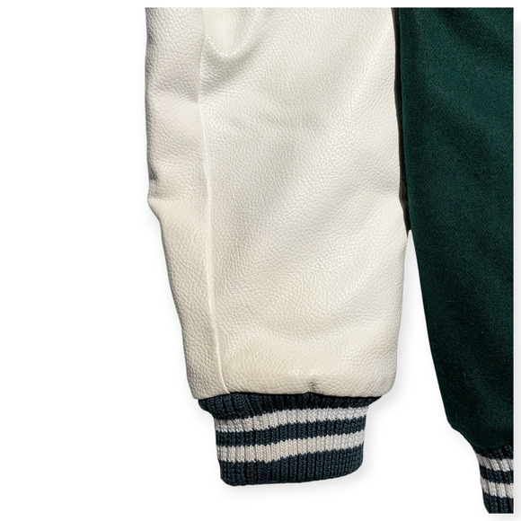 Ewha Womans University Varsity Jacket Leather Sleeves Green White L - Picture 10 of 13